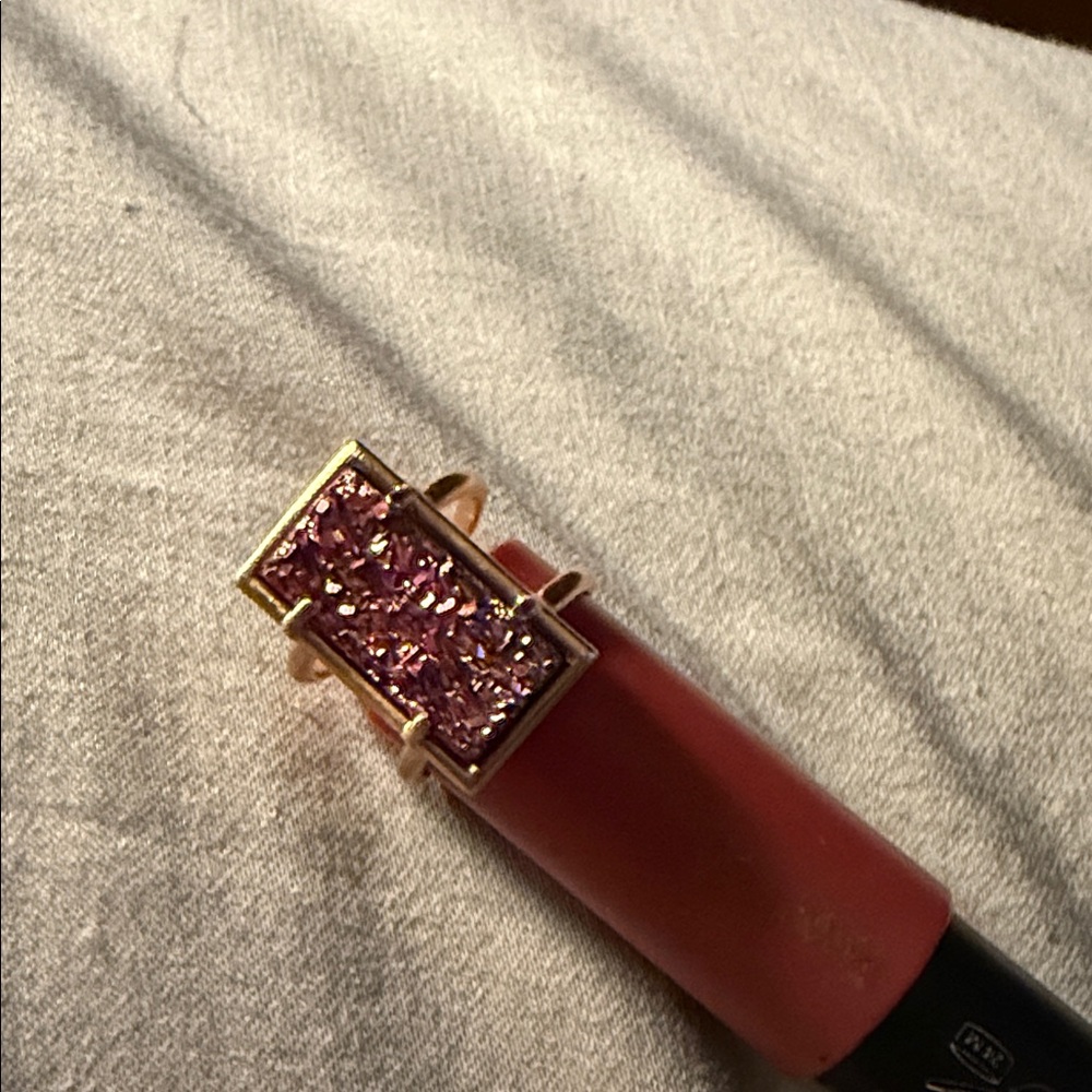 Kendra Scott Rose Gold Ring Druzy with Pink Stones